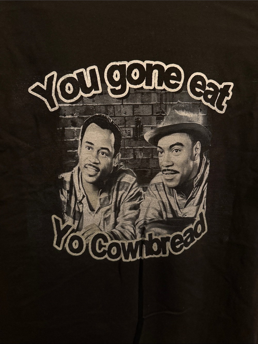 Hanes Black Graphic Tee "You gone eat Yo Cornbread" - Picture 3 of 5